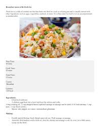 This tastes as good as any restaurant version but is healthy and good for you. Breakfast Menu With Fried Rice