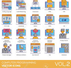 Font/svg, original/plain/line, colored/not colored, wordmark/no. Vector Icons Of Computer Programming Coding Language Software Royalty Free Cliparts Vectors And Stock Illustration Image 149381263