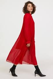 Pdp Chiffon Dresses With Sleeves Pleated Red Dress Red Chiffon Dress