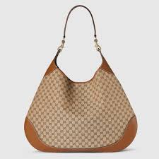 Gucci B large shoulder bag in beige and dark brown canvas | GUCCI® US