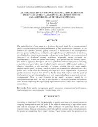 Introduction to environmental law enforcement. Pdf A Literature Review On Environmental Regulation And Policy And Quality Assurance A Blueprint For The Malaysian Food And Beverage Companies