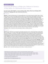 How your resume and cover letter looks is important. Pdf Promoting Resilience In High Risk Children In Jamaica A Pilot Study Of A Multimodal Intervention