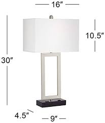 Usb port and outlet work if light is on or off. see all. Todd Modern Table Lamp With Hotel Style Usb And Ac Power Outlet In Base Brushed Nickel Rectangle White Shade For Living Room Bedroom House Bedside Nightstand Home Office Family 360 Lighting Pricepulse