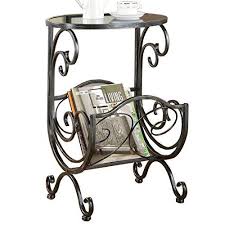 Amazon Com Coaster Home Furnishings Accent Table With Scroll Magazine Rack Glass Accent Tables Modern Industrial Coffee Table Contemporary Glass Coffee Tables