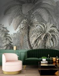 Sticker jungle child bedroom boy, rhino transparent background png clipart. Fern Jungle Lithograph Original Wallpaper Grafico Group