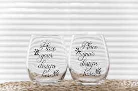 Download Two Stemless Wine Glass Mockups 2 No Stem Tumbler Mockup 410060 Mockups Design Bundles