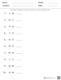 Factors Worksheets Printable Factors And Multiples Worksheets Greatest Common Factors Factors And Multiples Common Factors