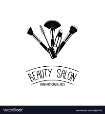 beauty salon badge makeup brushes logo