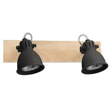 Rampe 2 Spots Metal Noir Et Chene Clair Seynave Factory Chene Clair Metal Noir Et Applique Murale Leroy Merlin