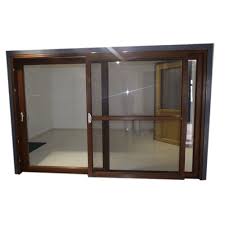 This beautiful three panel glass sliding door comes fully built with engineered wood rails and tempered glass panels. Upvc 3 Track 3 Panel Sliding Door With Mesh Rs 2000 Square Feet Aptus Windows Pvt Ltd Id 21645271562