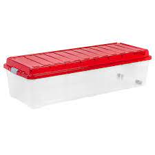 44 Gallon Rectangular Plastic Red Lid Storage Bin Container Christmas Tree Storage Christmas Tree Storage Box Christmas Tree Storage Tote