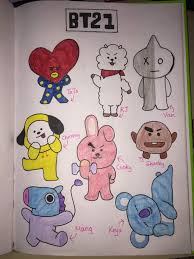 Follow along to learn how to draw and color this cute koala bear named koya from bt21 easy, step by step. Easy Drawings Of Bt21 Novocom Top