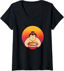 Donna Sumo Wrestler Mangia Giapponese Ramen Noodle Regalo Uomini Donne  Maglietta con Collo a V : Amazon.it: Moda