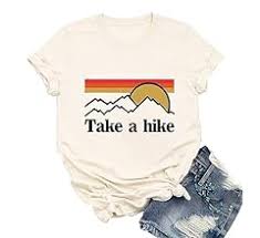 Xiaomomo Womens Take A Hike Printed Short Sleeves T-Shirt Casual Camping  Hiking Graphic Tee Tops (Navy, M) : Buy Online at Best Price in KSA