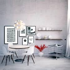 Opening to the living room, spaced wooden rafters cling to the ceiling, while a relaxed grey couch offers a seat beneath. Optical White Brick Wall Interior Design Ideas Ofdesign