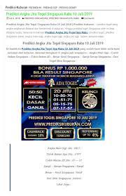 1240 untuk angka di atas. Prediksi Angka Jitu Togel Singapura Rabu 10 Juli 2019