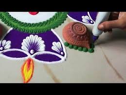 Simple Navratri Rangoli Design Using Diya Diya Rangoli Laxmi Pooja Diwali Rangoli By Sangeeta You Free Hand Rangoli Design Rangoli Designs Diya Rangoli