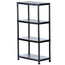 Hdx 4 Shelf 15 In D X 28 In W X 52 In H Black Plastic Storage Shelving Unit 17307263b The Home Depo Plastic Shelving Units Storage Shelves Plastic Shelves