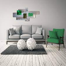 Green Silver Wall Sculpture 3d Metal Wall Art Modern Wall Etsy Wall Art Decor Living Room Metal Wall Art Living Room Minimal Wall Decor