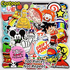 100 pcs mixed cute cartoon stickers for laptop snowboard home decor car styling decal fridge doodle fas cartoon stickers waterproof stickers sticker collection