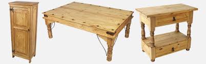 Mariquita end table with copper straps. Rustic Mexican Pine Living Room Furniture