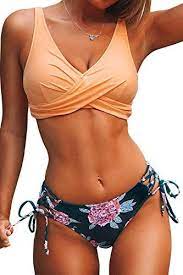 The Perfect Cupshe Women S Yellow And Purple Floral Front Cross Lace Up Bikini Clothing 32 99 Newofferclothing From Bikinis Bathing Suits Bikini Swimsuits