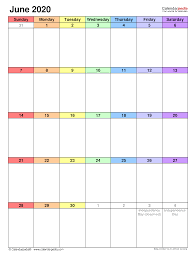 Blank, editable and easy to print. June 2020 Calendar Templates For Word Excel And Pdf