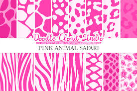 Download Pink Animal Safari Digital Paper Fur Patterns By Doodle Cloud Studio Thehungryjpeg Com