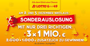 Gewinnwahrscheinlichkeit in allen gewinnklassen hat die zusatzlotterie super 6 feste quoten, das heißt hier können sie anhand der anzahl richtiger endziffern genau sehen, welcher gewinn sie erwartet. Lotto 6aus49 Nikolaus Sonderauslosung 2020