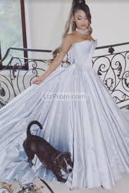 Ariana grande has revealed to fans a joyous first look at her incredible wedding day. Lightskyblue Strapless Ruffles Ballgown Weddingdress Gown Lizprom Ariana Grande Outfits Grammy Dresses Ariana Grande Style