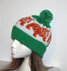 Bulldogs Beanie Hat With Emerald Green Ribbs With Or Without Etsy Beanie Hats Beanie Etsy