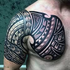 These flashy insignias are purposefully structured to exemplify a chiseled form. 75 Tribal Arm Tattoos For Men Interwoven Line Design Ideas Tribal Arm Tattoos Tribal Chest Tattoos Tribal Tattoos
