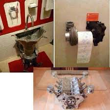 Furniture And Decor Based On Car Parts Man Bathroom Old Car Parts Car Part Furniture