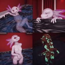 313821 - suggestive, artist:dumbotabby, amphibian, axolotl, 3d, blender,  breasts, digital art, furryvne, fvne, small breasts, tiny, white - Furbooru