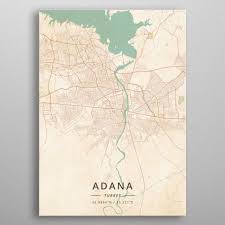Adana Turkey Metal Poster Designer Map Art Displate Map Art Poster Prints Map Art Print