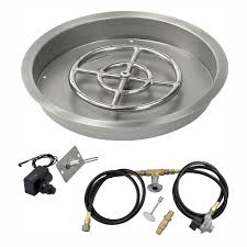 Kitchen from blaze_grills the countertop burner is from outdoorrooms and the table burner is hpc_fire_inspired and the fire pit glass is from americanfireglass swipe for more pictures. American Fire Glass 19 In Round Stainless Steel Drop In Fire Pit Pan With Spark Ignition Kit Propane 12 In Ring Burner Included Ss Rspkit P 19 The Home Depot