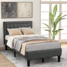 You will find metal bed frames, contemporary bed frames, bed frames with storage, mates bed frames, platform bed frames, and. Modern Upholstered Platform Twin Bed Frame Heavy Duty Twin Bed Frame With Headboard Gray Twin Bed Frame With Wood Slat Support Mattress Foundation For Adults Kids No Box Spring Needed Q10590