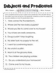 Subject And Predicate Worksheet Subject And Predicate Subject And Predicate Worksheets Predicates