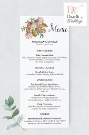Wedding Menu Template Custom Reception Menu Floral Diner Menu Instant Download Corjl Editable A1 Wedding Menu Elegant Wedding Menu Wedding Menu Template