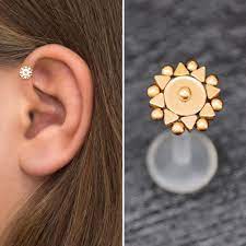 Flat Back Tragus Earring Bioflex Cartilage Stud Forward Etsy Tragus Earrings Forward Helix Jewelry Labret