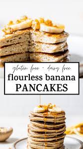 Healthy 3 Ingredient Flourless Banana Pancakes Made With Ripe Bananas Eggs And Rolled Oats For An Eas Banana Recipes Flourless Banana Pancakes Banana Pancakes