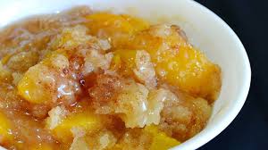 One of our favorite cast iron skillet. Slow Cooker Peach Cobbler