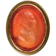 c. 1790 Federal Era George Washington Engraved Portrait Wax Seal Carnelian  Ring sold at auction