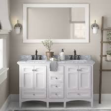 Either way, the dual setup typically allows for some creativity when it comes to how to style any space between the two elements. Birch Lane Luz 60 Double Sink Bathroom Vanity Set Birch Lane
