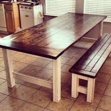 Stained And Distressed Farmhouse Table And Bench Diy Dining Farmhouse Dining Diy Farmhouse Table