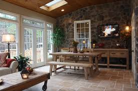 Yes You Can Watch Tv Maybe It S Raining Outside But You Are Dry And Cozy Inside But With All Th Farmhouse Inspired Decor Wood Dining Table Sunroom Furniture