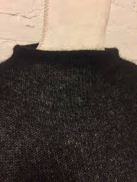 $36.40 usd was $52.00 usd. Sisley Mohair Blend Mock Neck Sweater Black Green Col Gem
