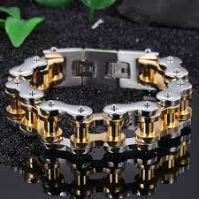 Black And Gold Motorcycle Chain Motorcycle Chain Silver Gold Bracelet Motorycyle Apparels Parts And Accessories In 2020 Bike Chain Bracelet Bike Chain Bracelets