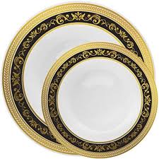 Not available for pickup and same day delivery. Royal Collection Plastic Salad Plates Gold Black 7 Onlyonestopshop