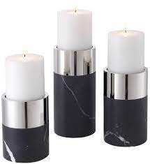 Willgail set of 3 matte black candle holders for taper candles, modern decorative candlestick holder for table, centerpiece for wedding, dinning, party, fits thick&led candles. Casa Padrino Luxury Candle Holder Set Black Silver 3 Round Marble Candle Holders Luxury Quality Decorative Accessories
